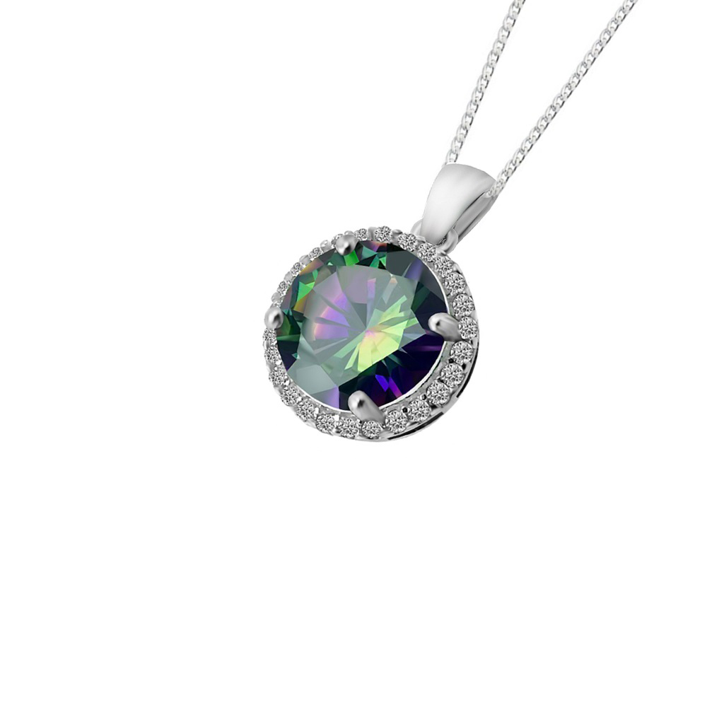 Sette 925 Silver Rainbow Colours Stone Necklace