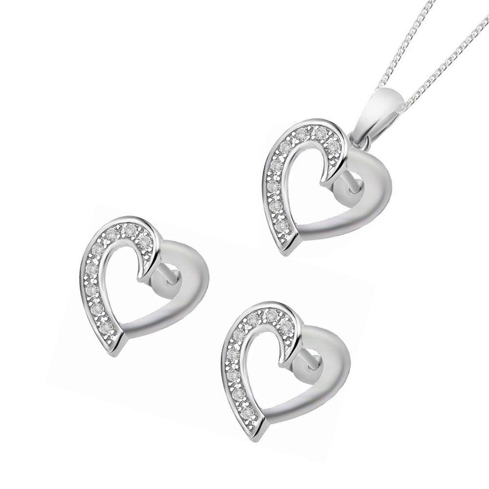Sette 925 Silver Zirkonia Stone Heart Sets