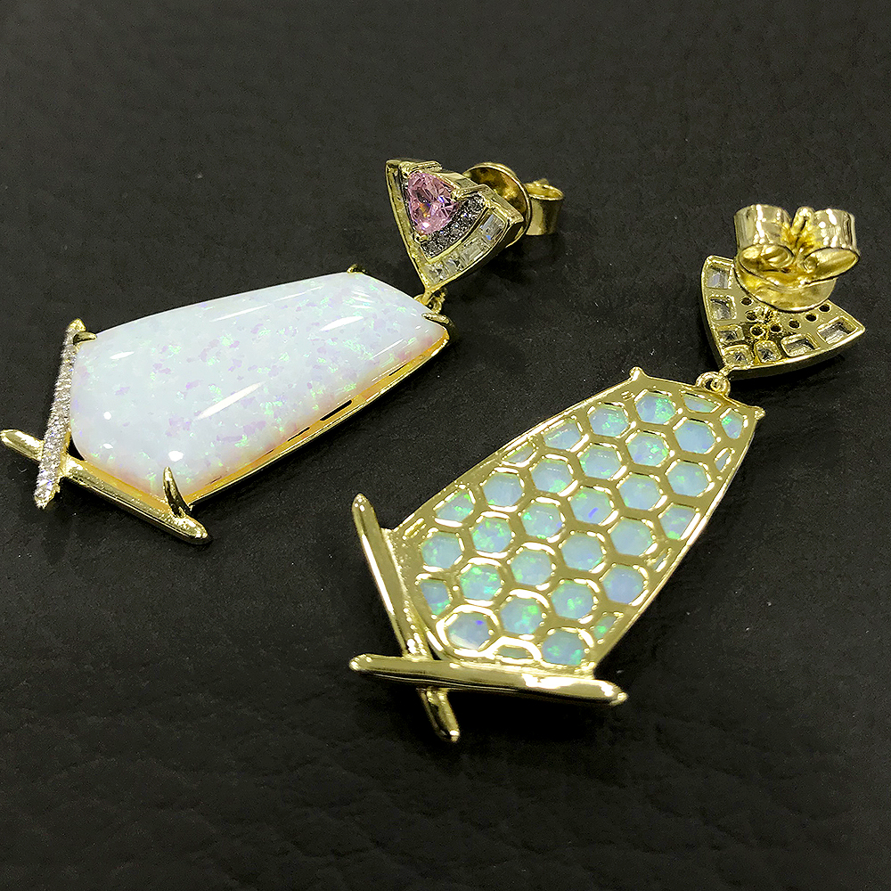 Sette 925 Silver Opal Stone Earrings