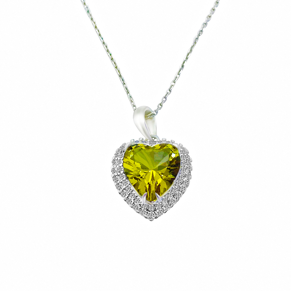 Sette 925 Silver Changing Colour Stone Heart Necklace