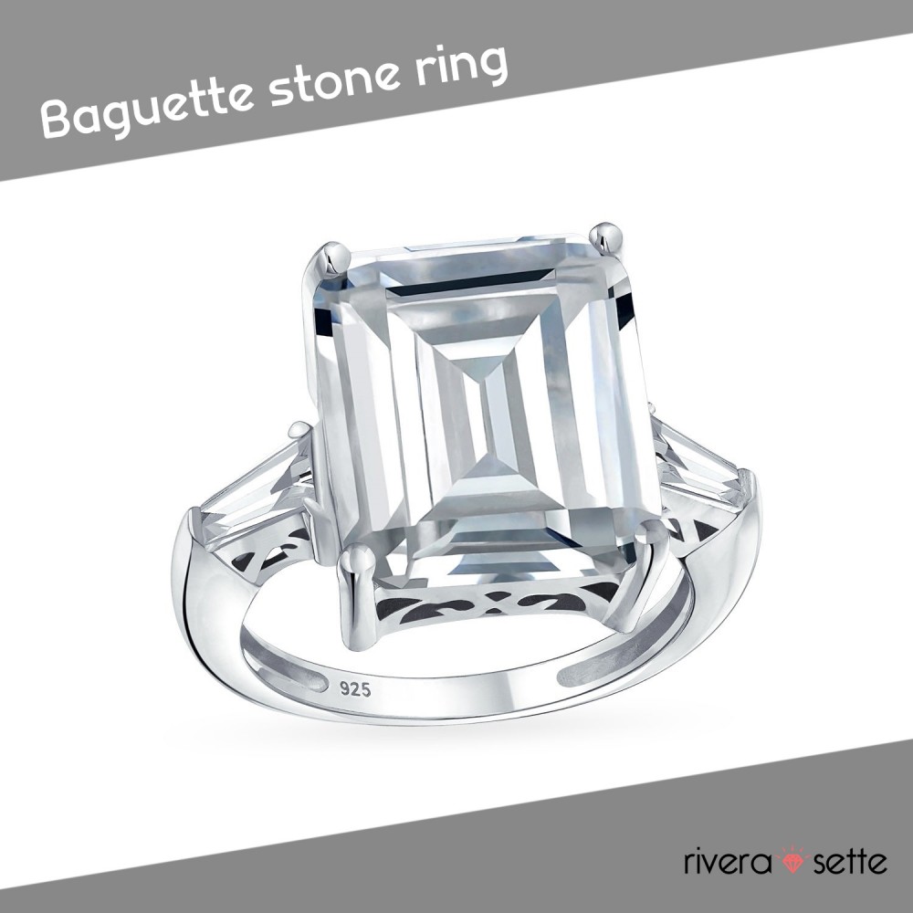 Baguette Stone Silver Ring