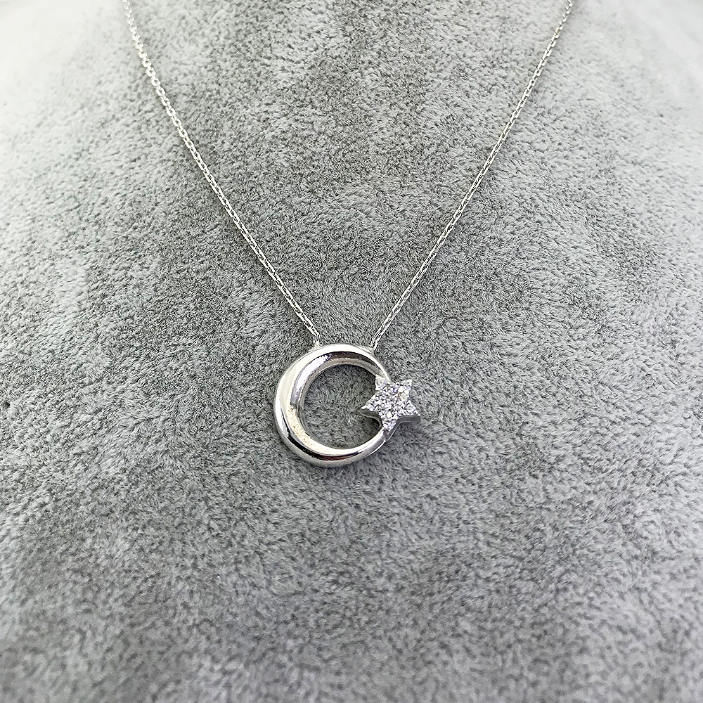 Sette Silver Moon and Star Necklace