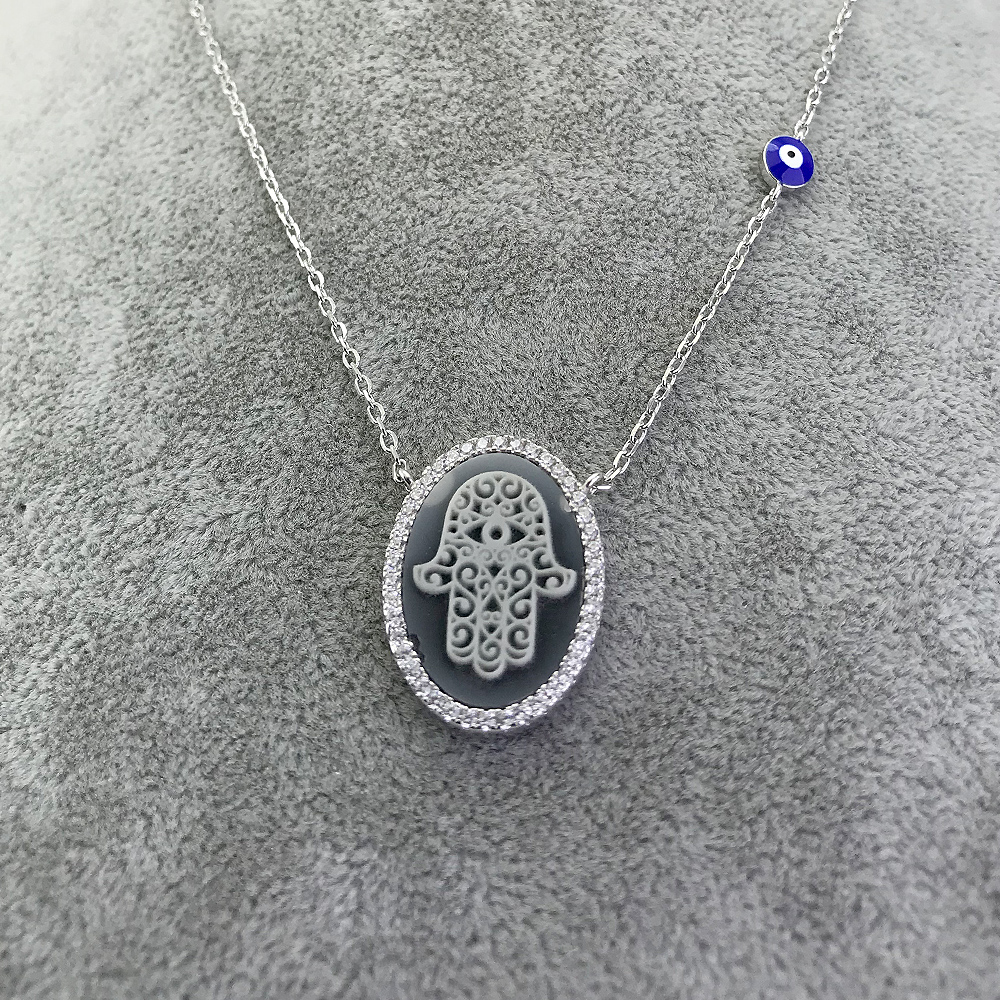 Sette Silver Fatima Hamsa Hand Necklace