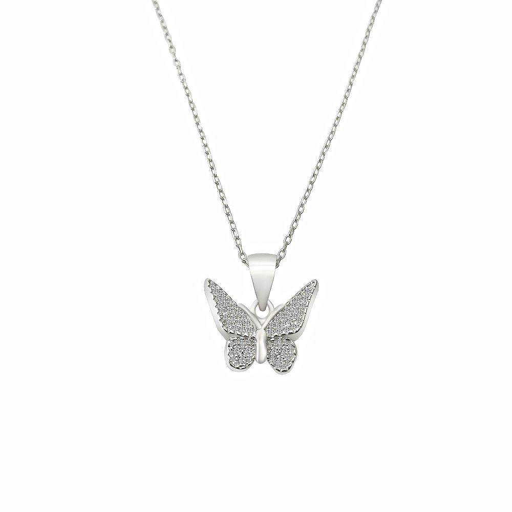 Sette Silver Zirkonia Butterfly Necklace