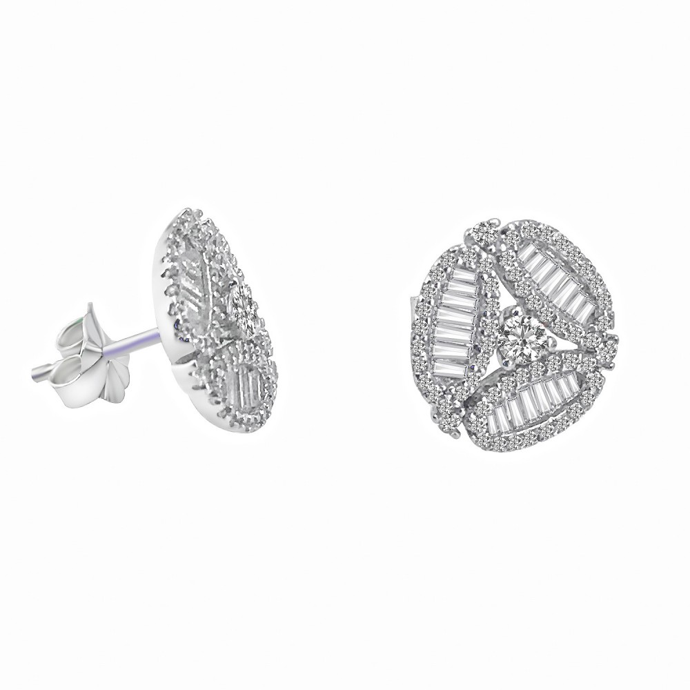 Sette Silver Zirkonia Baguette Stone Earrings