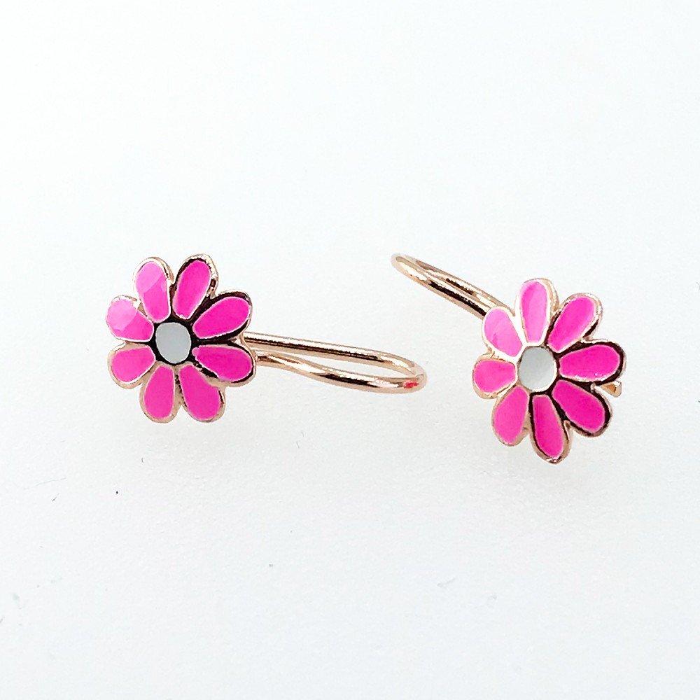 Sette Silver Anti-allergy Pinky Flower Kids Earrings