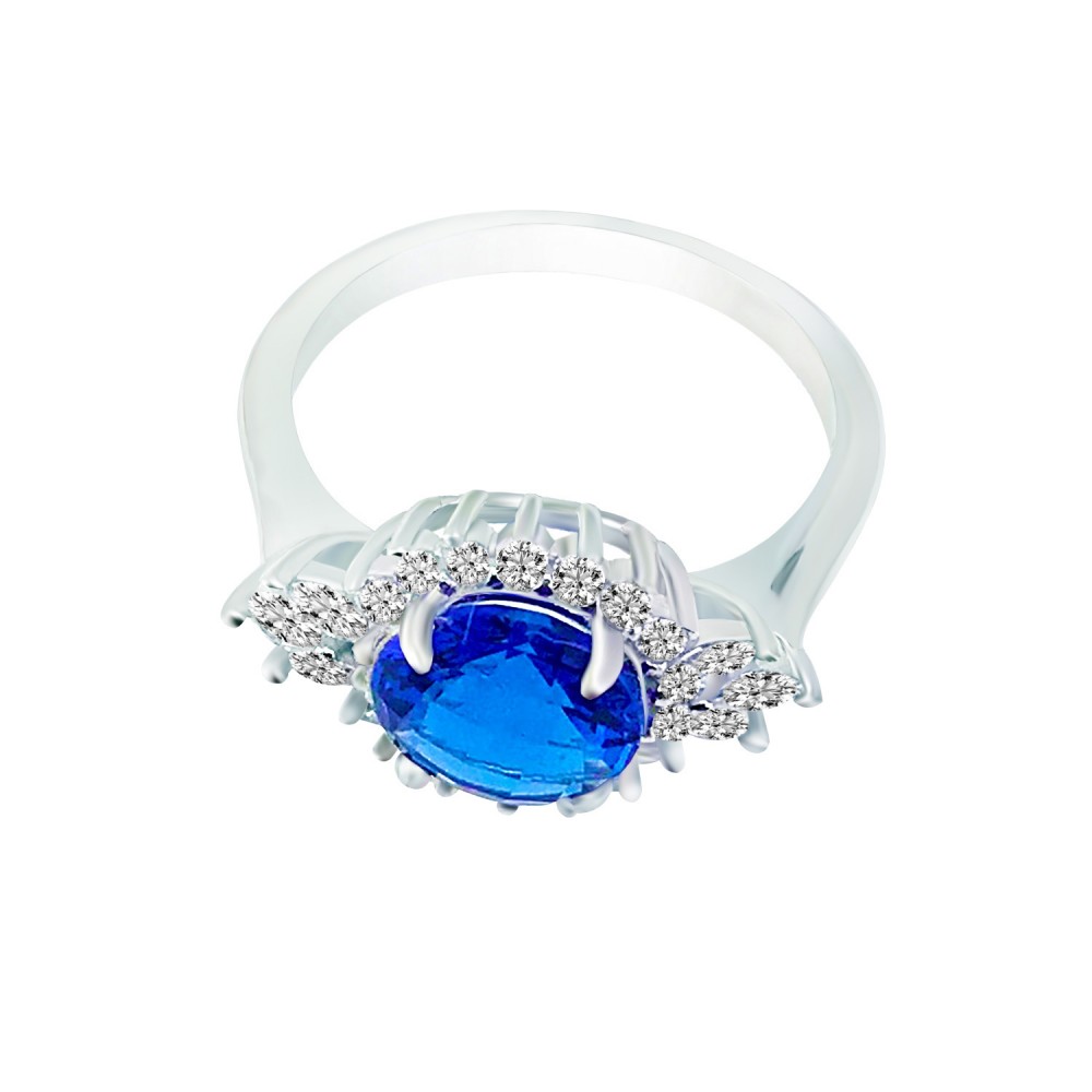 Sette Silver Fashion Blue Zirkonia Stone Ring